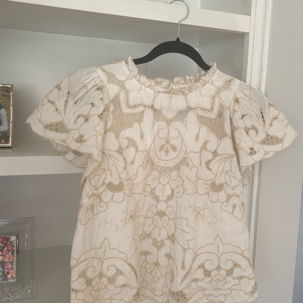 Chic Cream Floral Women's Blouse